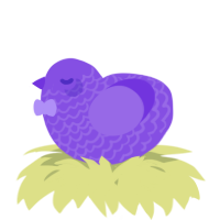 A blurple chicken with a lace pattern