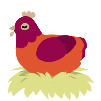 Gazpacho, a vermilion and maroon chicken with a head pattern