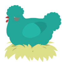 A turquoise chicken