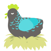 A grey and aqua chicken with a half-lace pattern