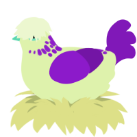 Apple Fritter, a apple and violet chicken with a neck-speckle pattern