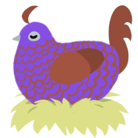 Brick House, a blurple and russet chicken with a lace pattern