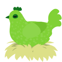 A grass chicken with a speckle pattern
