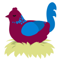 Blueberry Juice, a maroon and sapphire chicken with a neck-speckle pattern