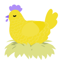 A yellow chicken with a lace pattern