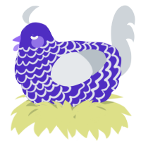 A indigo and mist chicken with a lace pattern