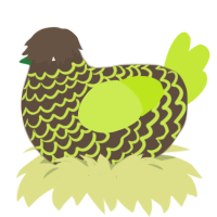 Earthy, a bark and lime chicken with a lace pattern