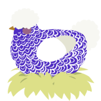 A indigo and white chicken with a double-lace pattern