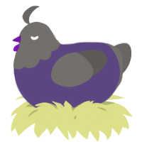 A overcast and grey chicken with a head pattern