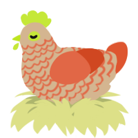 A beige and vermilion chicken with a lace pattern