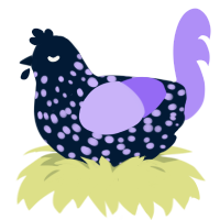 Spacial little cutie, a tumblr and lilac chicken with a speckle pattern