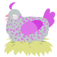 A silver and orchid chicken with a speckle pattern