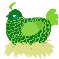 A leaf and grass chicken with a lace pattern