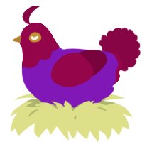 A violet and maroon chicken with a head pattern