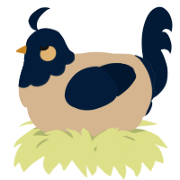 A beige and tumblr chicken with a head pattern