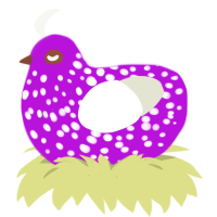 oblivion gate, a amethyst and white chicken with a speckle pattern