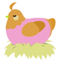 Caramel Apple, a pink and orange chicken with a head pattern