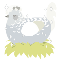 Silver Lining, a mist and white chicken with a half-lace pattern