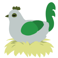 7UP, a silver and viridian chicken