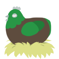 A bark and viridian chicken with a head pattern
