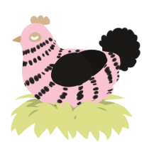 A rose and sable chicken with a bar pattern