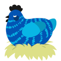 The Prince, a ultramarine and cerulean chicken with a bar pattern