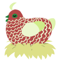 A red and apple chicken with a lace pattern