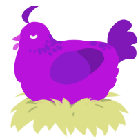 A amethyst and violet chicken with a neck-speckle pattern