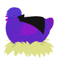 Dolwethil, a indigo and violet chicken with a lace pattern