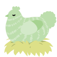 A gluppy chicken with a bar pattern