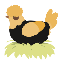 A sable and honey chicken with a head pattern