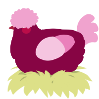 A maroon and pink chicken