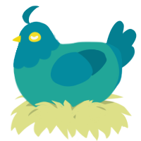 A turquoise and sea chicken with a head pattern