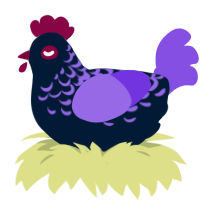 Potion, a tumblr and blurple chicken with a half-lace pattern