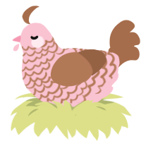 A rose and brown chicken with a lace pattern