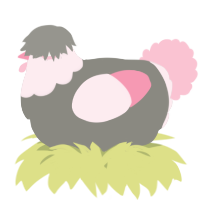 A ash and rose chicken with a head pattern