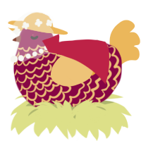 A maroon and honey chicken with a lace pattern