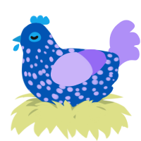 A ultramarine and lilac chicken with a speckle pattern