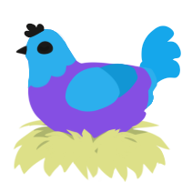 A blurple and sky chicken with a head pattern