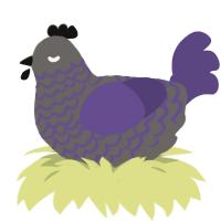 A grey and overcast chicken with a lace pattern