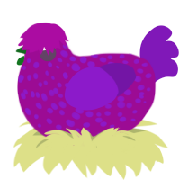 Pitcher Plant, a plum and violet chicken with a speckle pattern