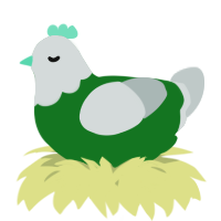 A leaf and silver chicken with a head pattern