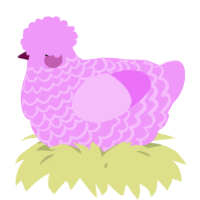 A lavender chicken with a lace pattern