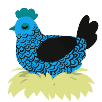 A sky and black chicken with a double-lace pattern