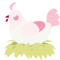A white and rose chicken with a head pattern