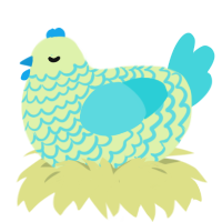 A apple and aqua chicken with a lace pattern