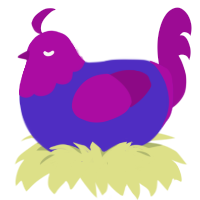 Plum Syrup, a indigo and plum chicken with a head pattern