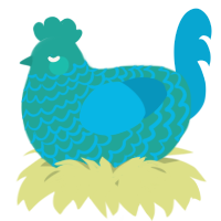 A turquoise and cerulean chicken with a lace pattern