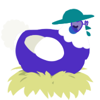 A indigo and white chicken with a head pattern