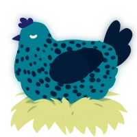 A sea and tumblr chicken with a speckle pattern